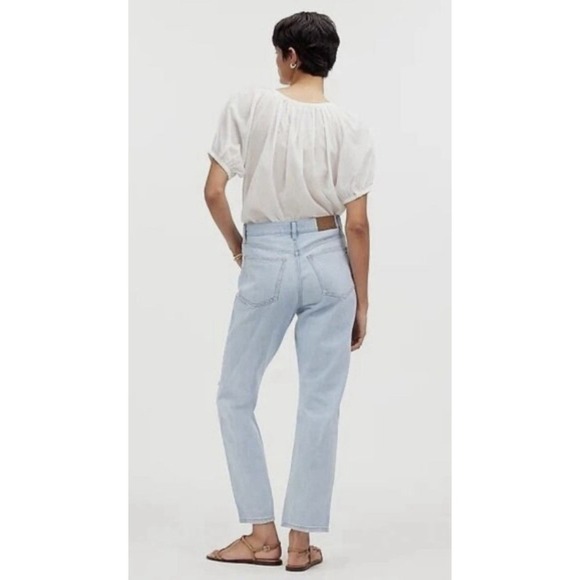 Madewell 90s Straight Crop Jeans Women's Size 33 Light Wash Distressed Denim - Picture 2 of 10